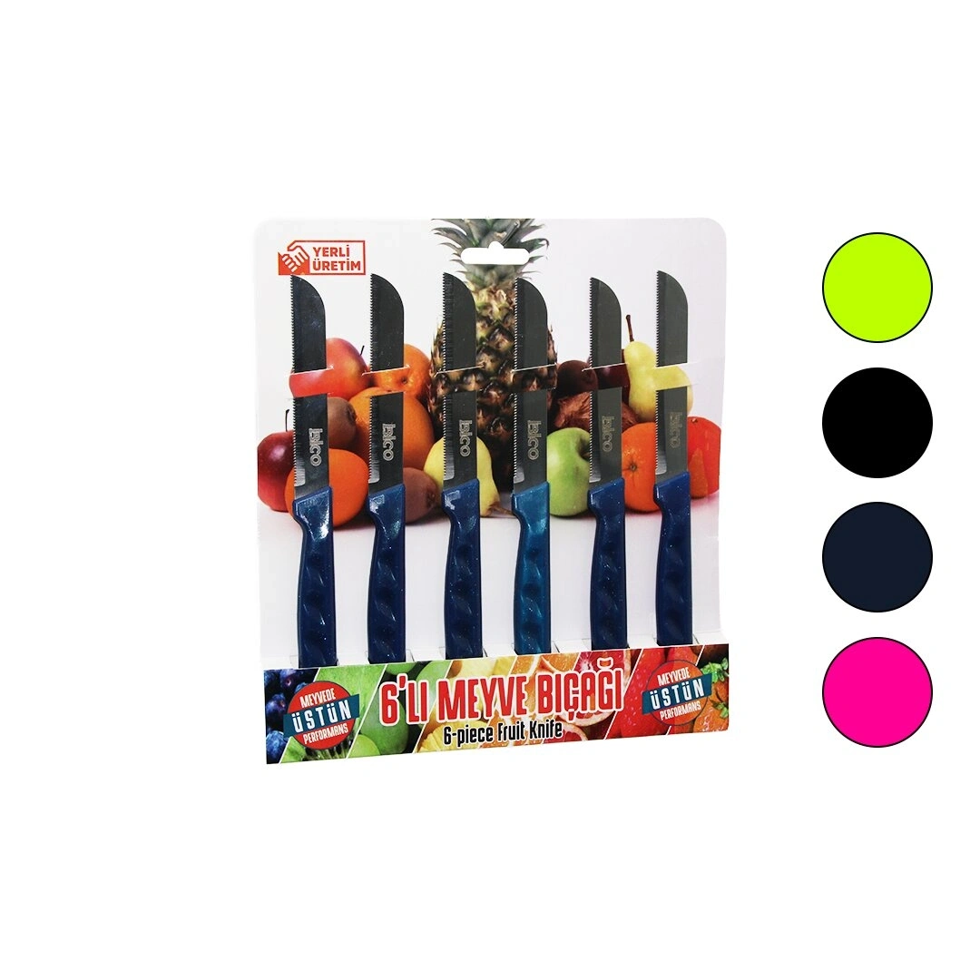 İBİCO MY01 ( 6PCS ) DİŞLİ MEYVE BIÇAK TAKIM ( RENKLİ )*20X6