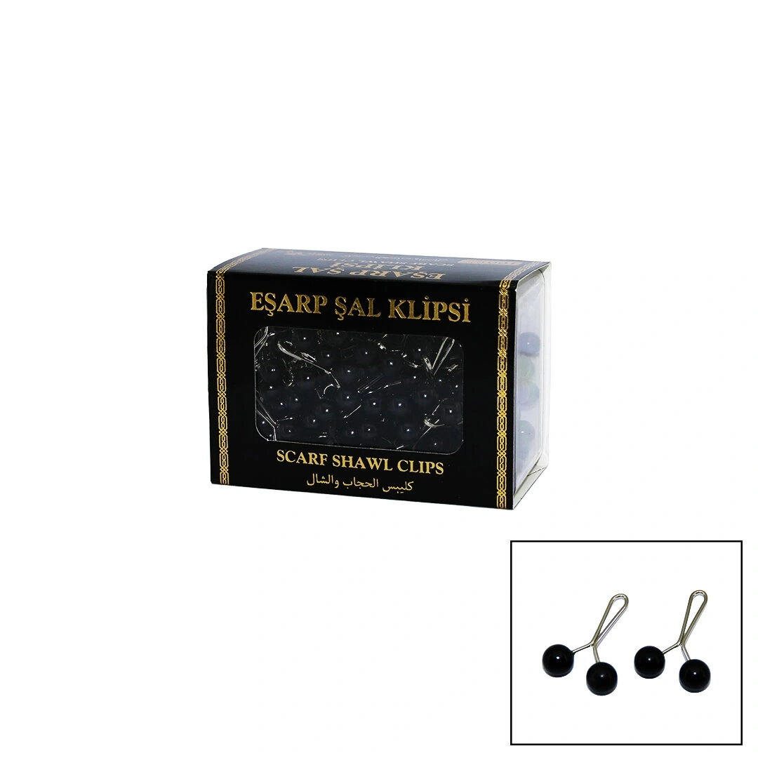 PİNS AKER ( ŞK-100 ) SCARF SHAWL ( BONCUKLU ) ( SİYAH ) ( 100PCS ) EŞARP BAŞÖRTÜ & ŞAL KLİPSİ*50