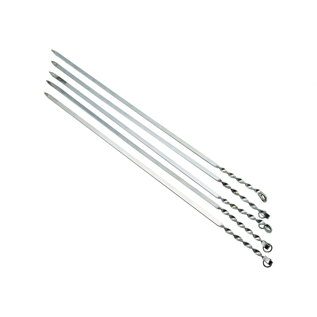 İBİCO T-200 ( TAVUK & KANAT ) ( 60CM ) ( DAR YASSI & BURGULU ) METAL MANGAL ŞİŞİ*100X5
