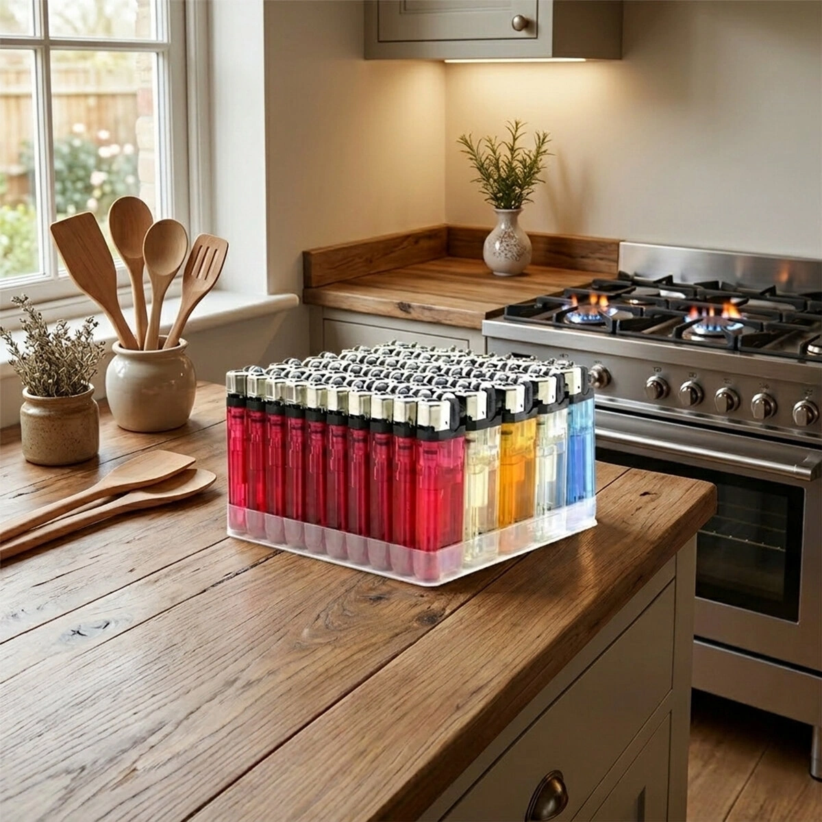 KASAİ ( MAXİ ) ( TAŞLI ) CEP ÇAKMAK ( DOLDUR-KULLAN TİPİ ) ( ŞEFFAF PLASTİK )*50X20