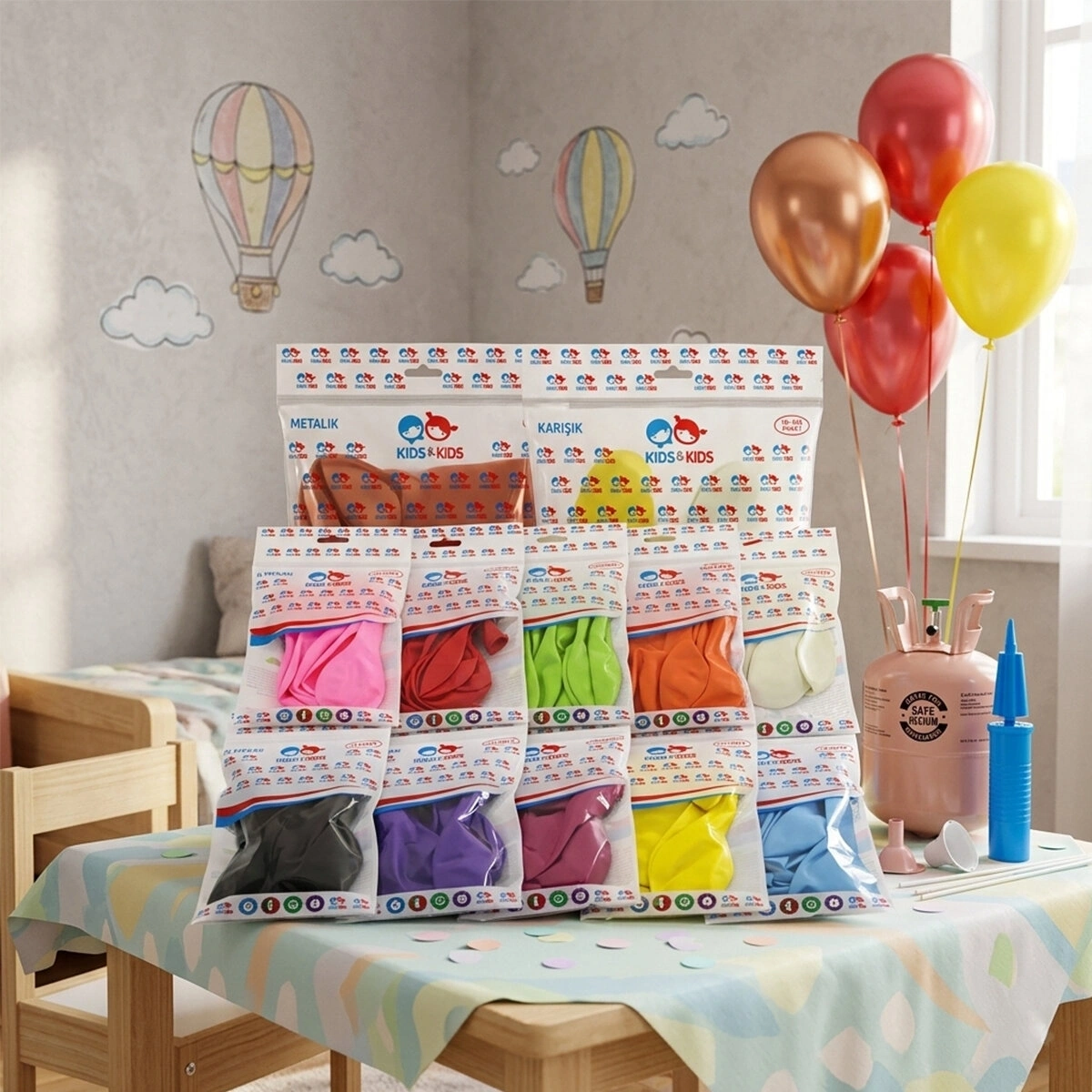 KIDS & KIDS G-90A  ( İÇ MEKAN & KARIŞIK ) ( 10PCS ) BALON*10X100