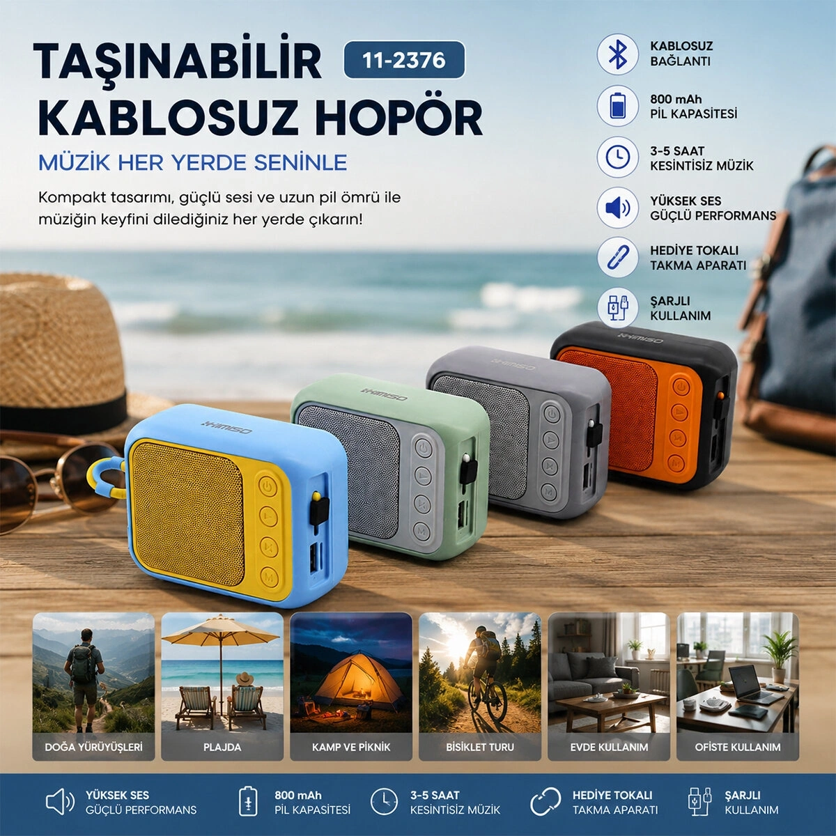 KIMISOP KMS-312C PLATOON PL-4692 BLUETOOTH WİRELESS ( MİNİ ) HOPARLÖR SPEAKER RENKLİ ( TYPE-C ŞARJLI ) ( 5W ) ( MİKROFON & KART GİRİŞİ)*100