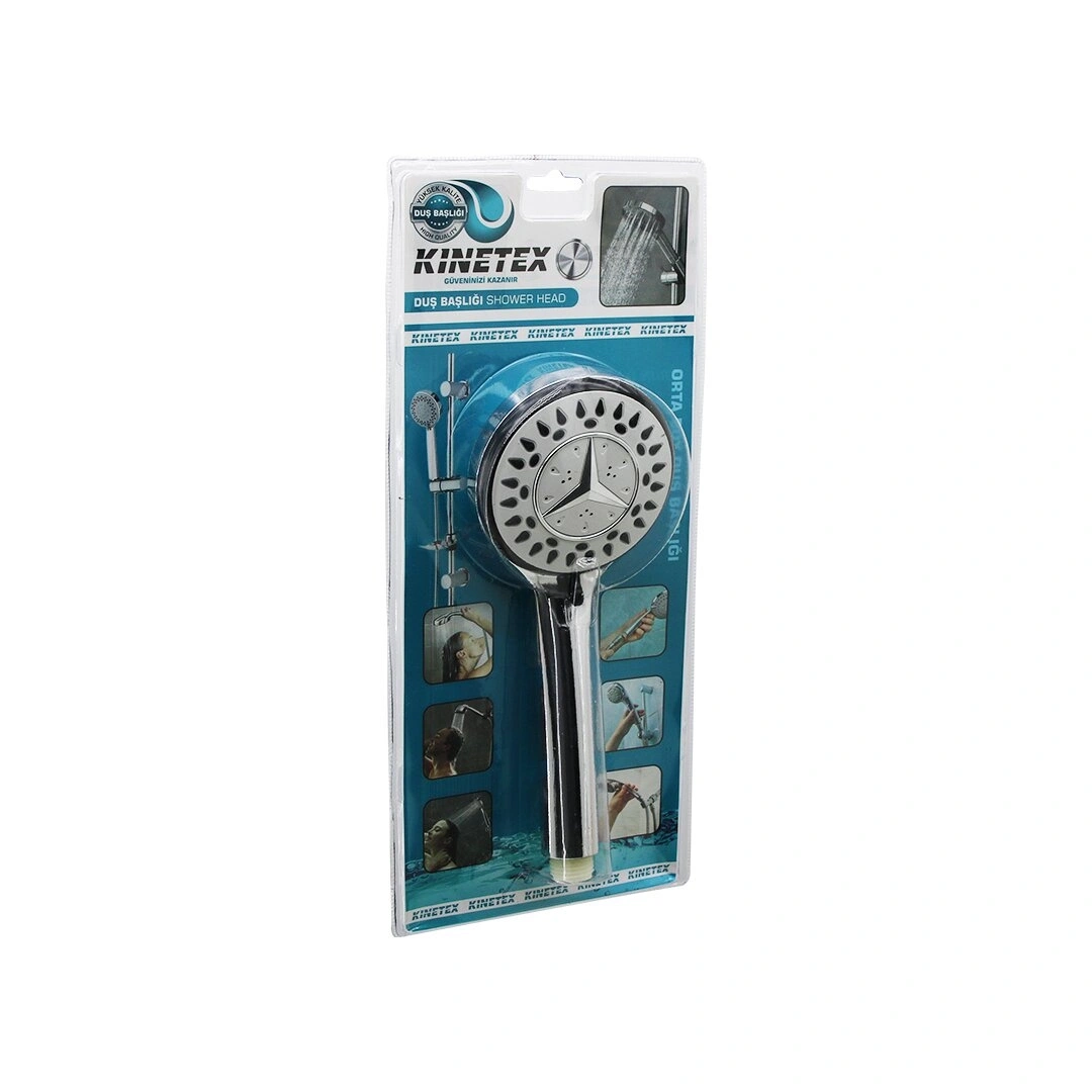 KINETEX KTX-2345 (ORTA) (YUVARLAK& BOMBELİ=9.5CM) DUŞ BAŞLIK (KADEMELİ) (KROM GÖVDE& SİYAH KENAR-İĞNE) (SAP:13.5CM*50
