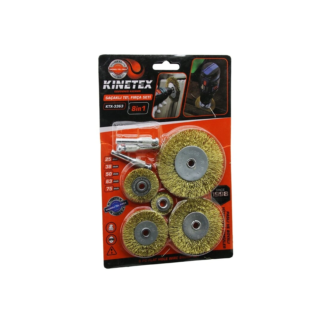 KINETEX KTX-3363 ( 8IN1 ) SAÇAKLI TEL FIRÇA SETİ*100