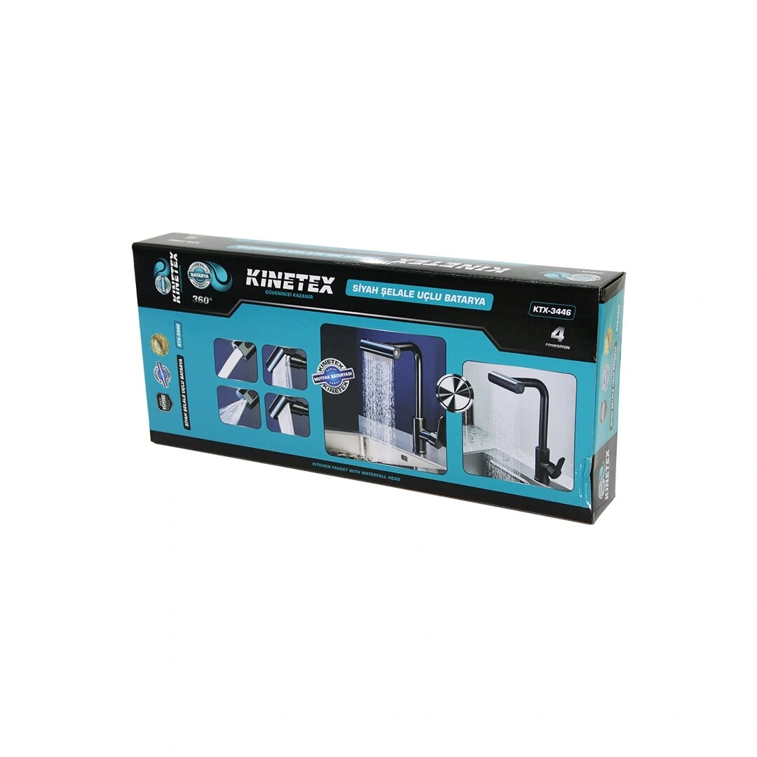 KINETEX KTX-3446 ( SİYAH ) ( GENİŞ & ŞELALE ) ( 4 FONKSİYONLU & 360° OYNAR BAŞLIK ) UZUN KUĞU BATARYA*26