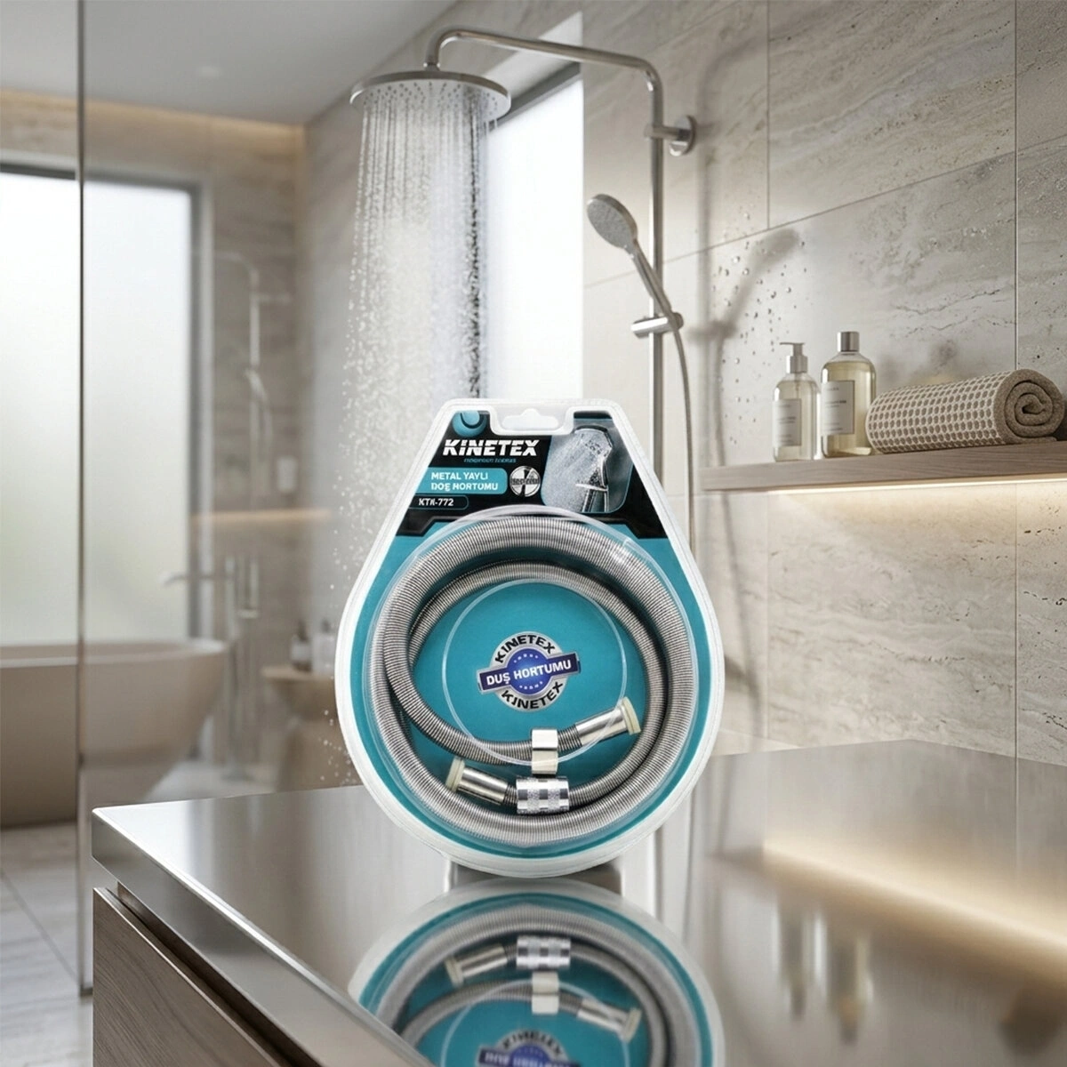 KINETEX KTX-772 ( VAKUMLU ) ( METAL YAYLI ) DUŞ HORTUMU VAKUMLU 150CM*60