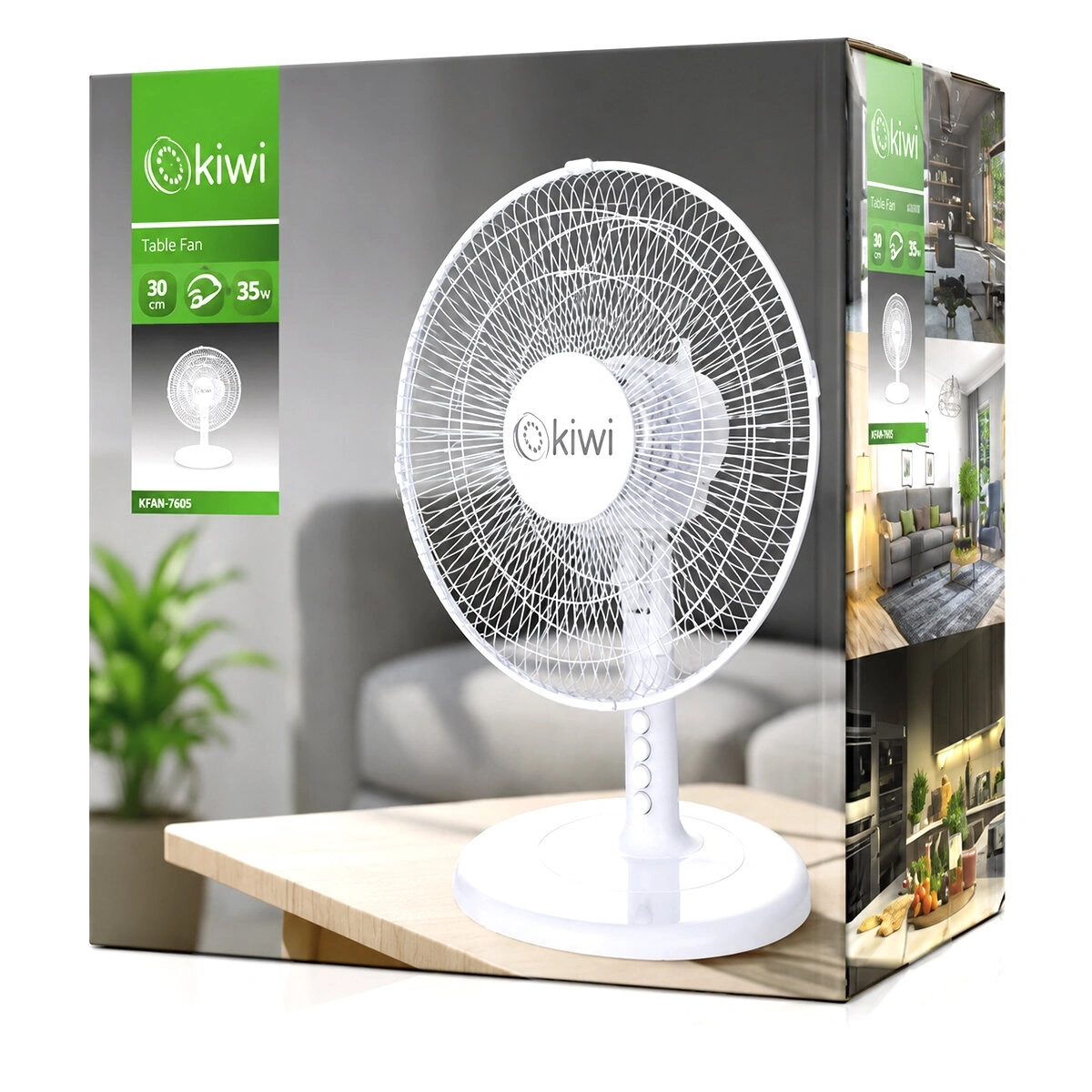 KİWİ 7625 ( 12 İNÇ ) MASA ÜSTÜ VANTİLATÖR ( 35W ) ( 5 KANAT & 3 KADEME HIZ & ÇAP: 30CM ) FAN*3=K