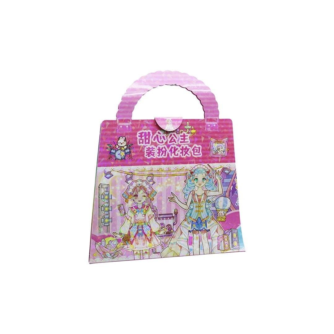 KL-170 (KARTON ÇANTALI) (STİCKER=5-YPRK=KIZ GİYSİ& YİYECEK& DÖVME) (BOYAMA & KIZ GİYDİRME=4+4 KARTON-KAĞIT)(16X16CM)*6X54