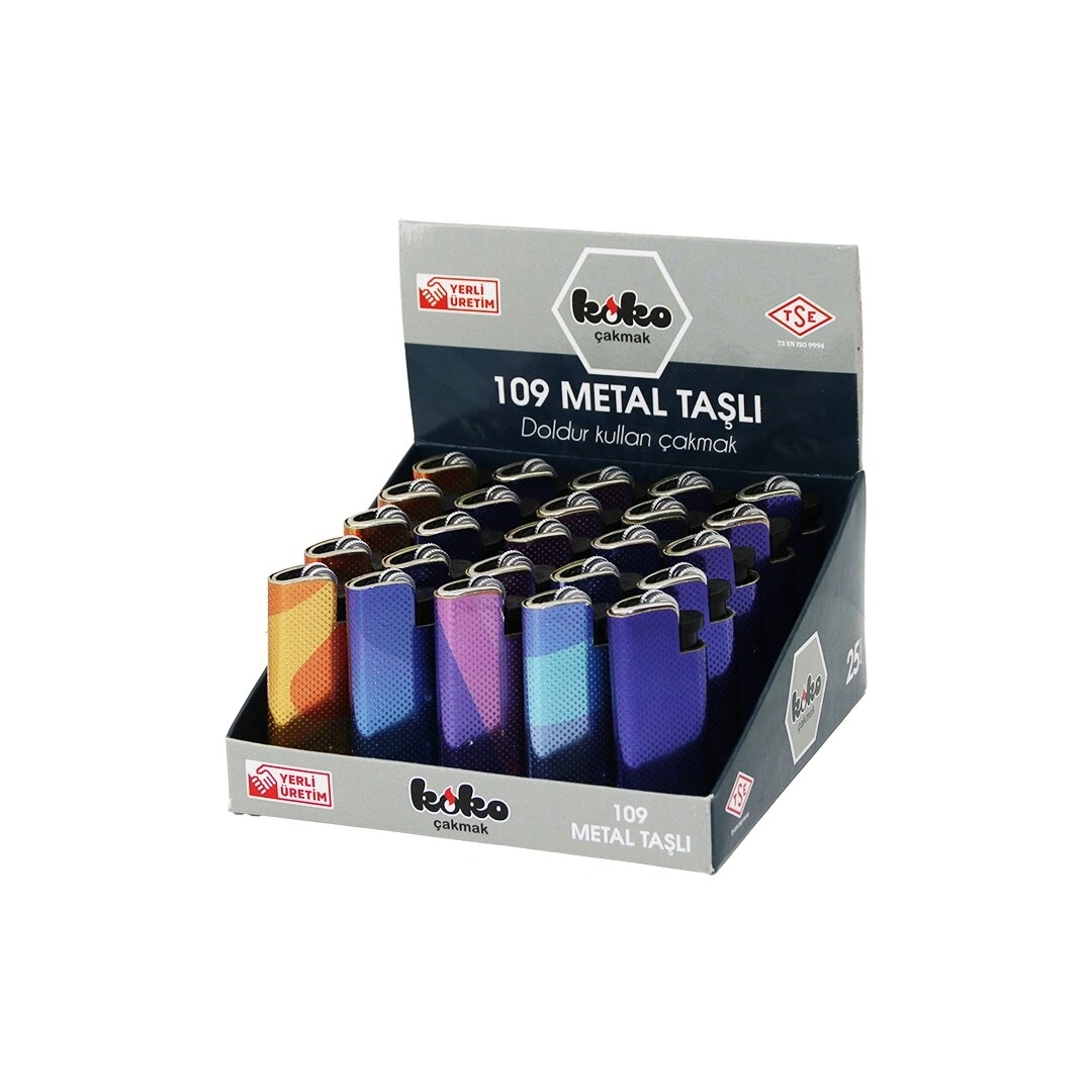KOKO-109 ( METAL & MAT RENKLİ ) TAŞLI METAL CEP ÇAKMAK ( DOLDUR KULLAN ) ( BRKT-877501 )*25X20