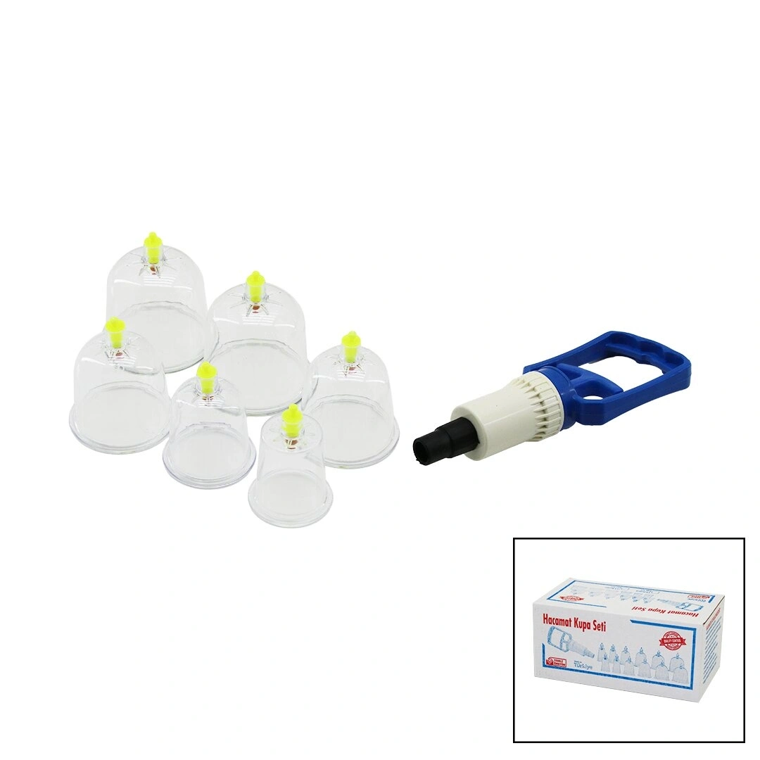 KRT-1012 ( 6PCS ) HACAMAT KUPA MASAJ SETİ ( POMPA: 1AD + NO-7: 2AD & NO-6: 2AD & NO-5: 1AD & NO-4: 1AD ) MİKA KRİSTAL PLS.*40