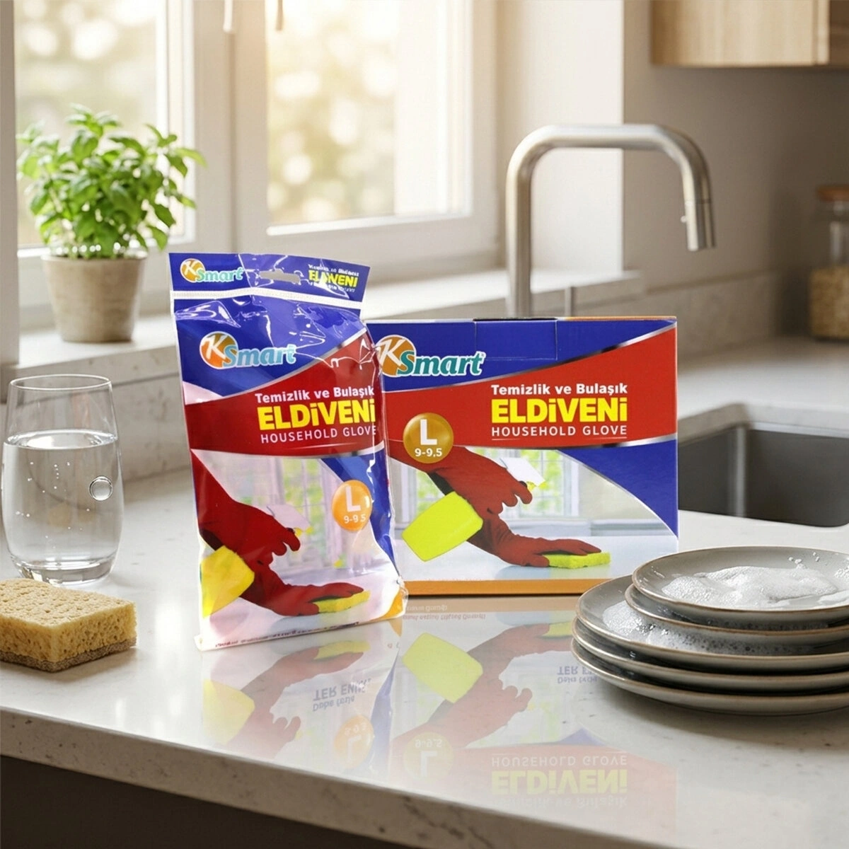 KSMART K-1292 TEMİZLİK VE BULAŞIK ELDİVEN ( L ) ( NO:9-9,5 )*30X10