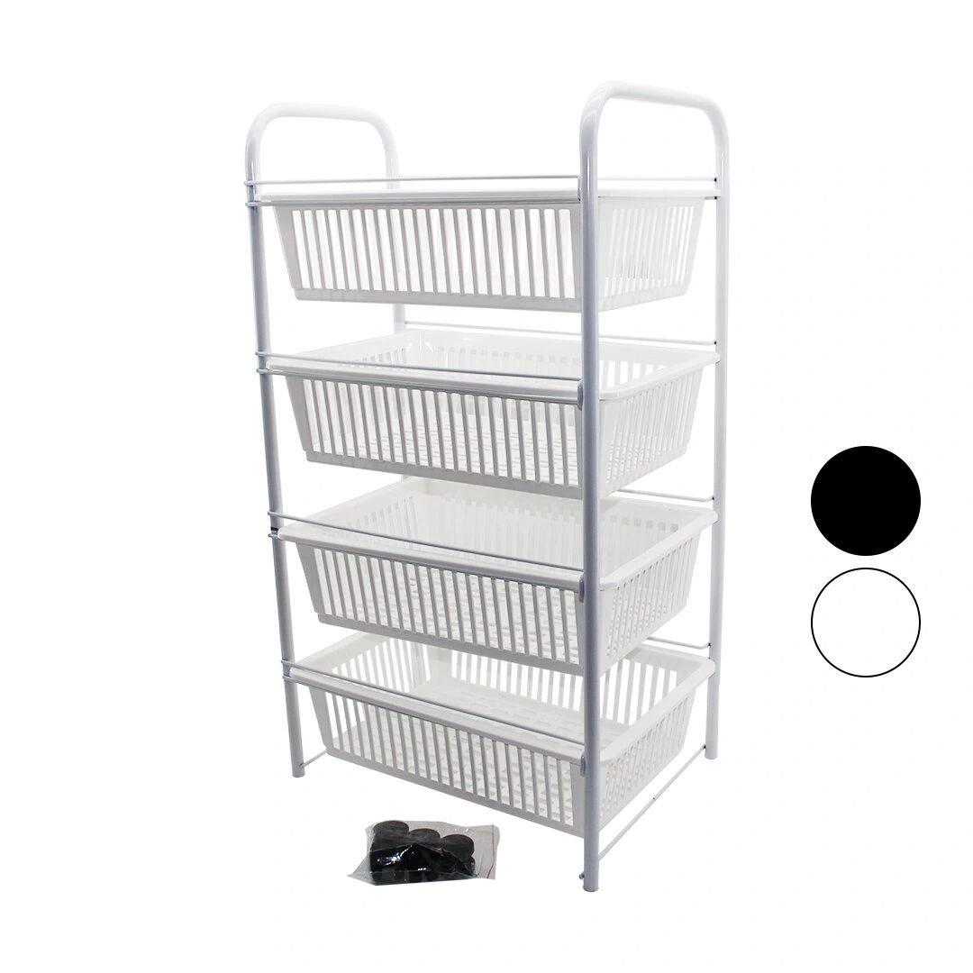 LALEZAR LZR-506 ( 4 KATLI ) ( ÇEKMELİ SEPET ) SEBZELİK & MEYVELİK ( TEKERLEKLİ ) ( METAL KASA ) ( PLASTİK SEPET )*4=K