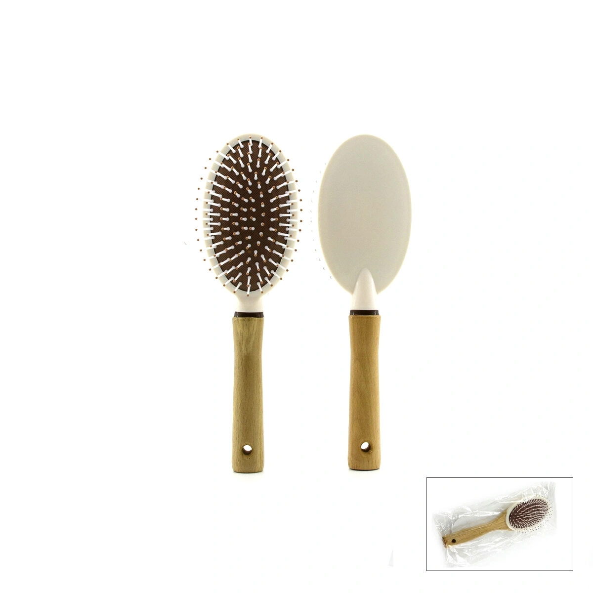 LB COMB VM-145 ( OVAL ) ( AHŞAP SAP & PLS.GÖVDE) ( SAÇ FIRÇASI &TARAK ) (BEYAZ PLS.& RENKLİ TOP UÇ )*24X6