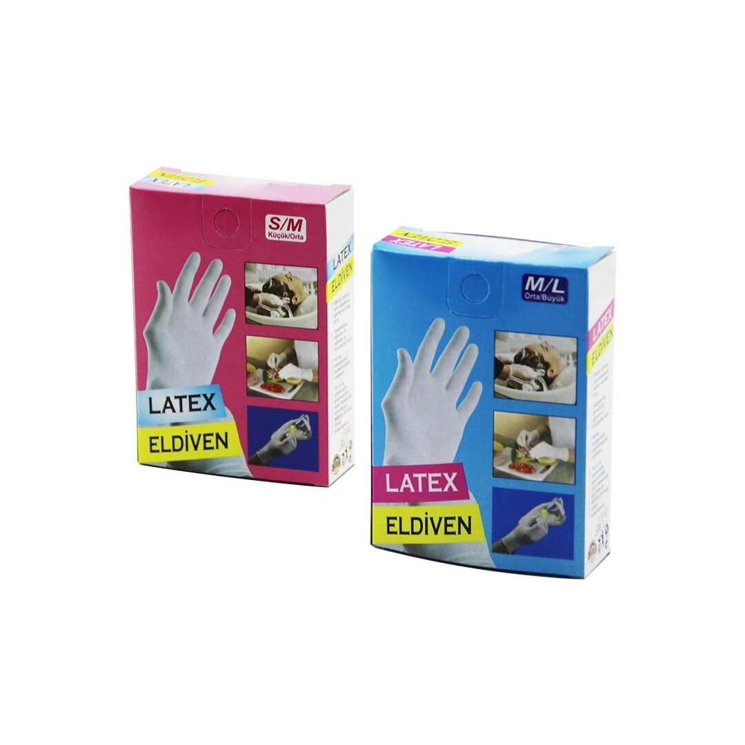 LUXEV ( 6PCS ) ( S-M & M-L BEDEN ) LATEX MUAYENE ELDİVENİ ( LATEKS )*24X1
