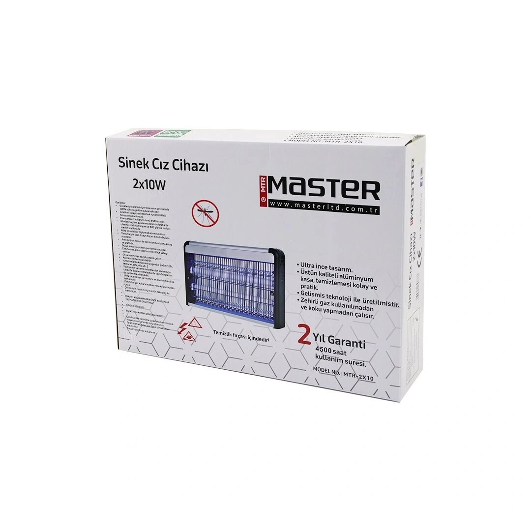 MASTER MTR-2X10 SİNEK ÖLDÜRÜCÜ CIZ CİHAZI MAKİNE (20W) (2PCS LED FLORESAN) (60M2 ETKİLİ) (3000V GERİLİM) (42X10X31.5CM)*6