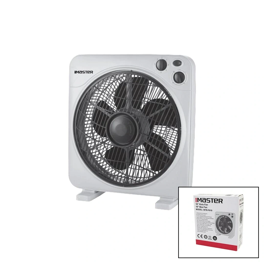 MASTER MTR-F610 (10 İNÇ) ( KUTU FAN ) VANTİLATÖR ( 3 KADEME HIZ ) ( 6 PLASTİK KANAT) (38W) ( 60DK.ZAMAN AYARLI )*5