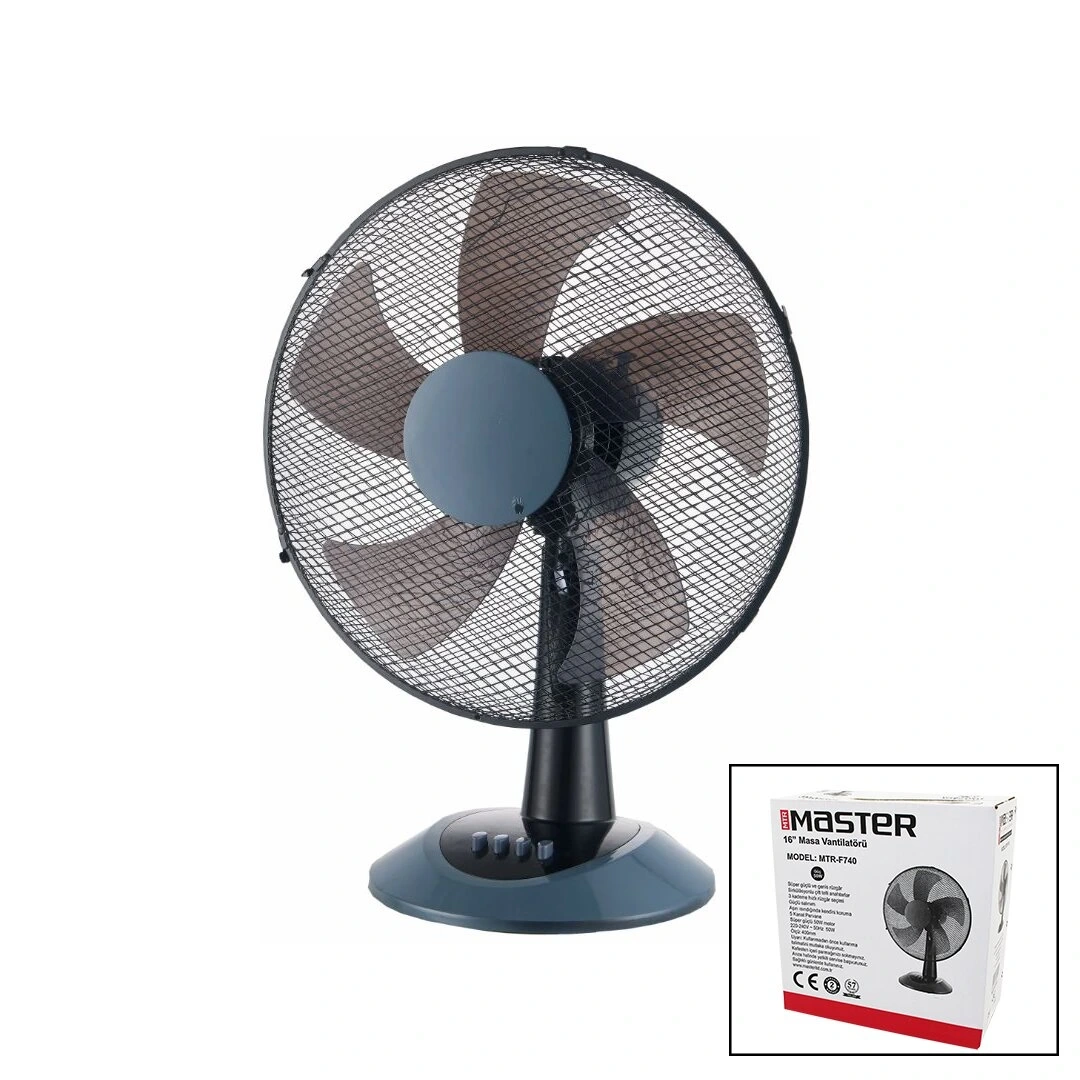 MASTER MTR-F740 ( 16 İNÇ ) MASA ÜSTÜ VANTİLATÖR ( 50W ) ( 5 KANAT & 3 KADEME HIZ & ÇAP: 40CM ) FAN*2X3