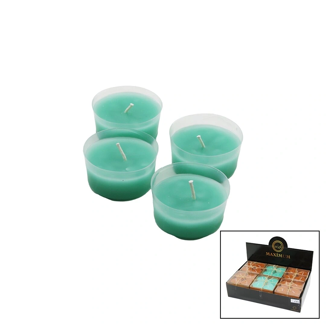MAXİMUM MAX-2312 ( 4PCS ) ( ŞEFFAF PVC KAP ) ( YUVARLAK ) ( RENKLİ & KOKULU ) MUM*18X8