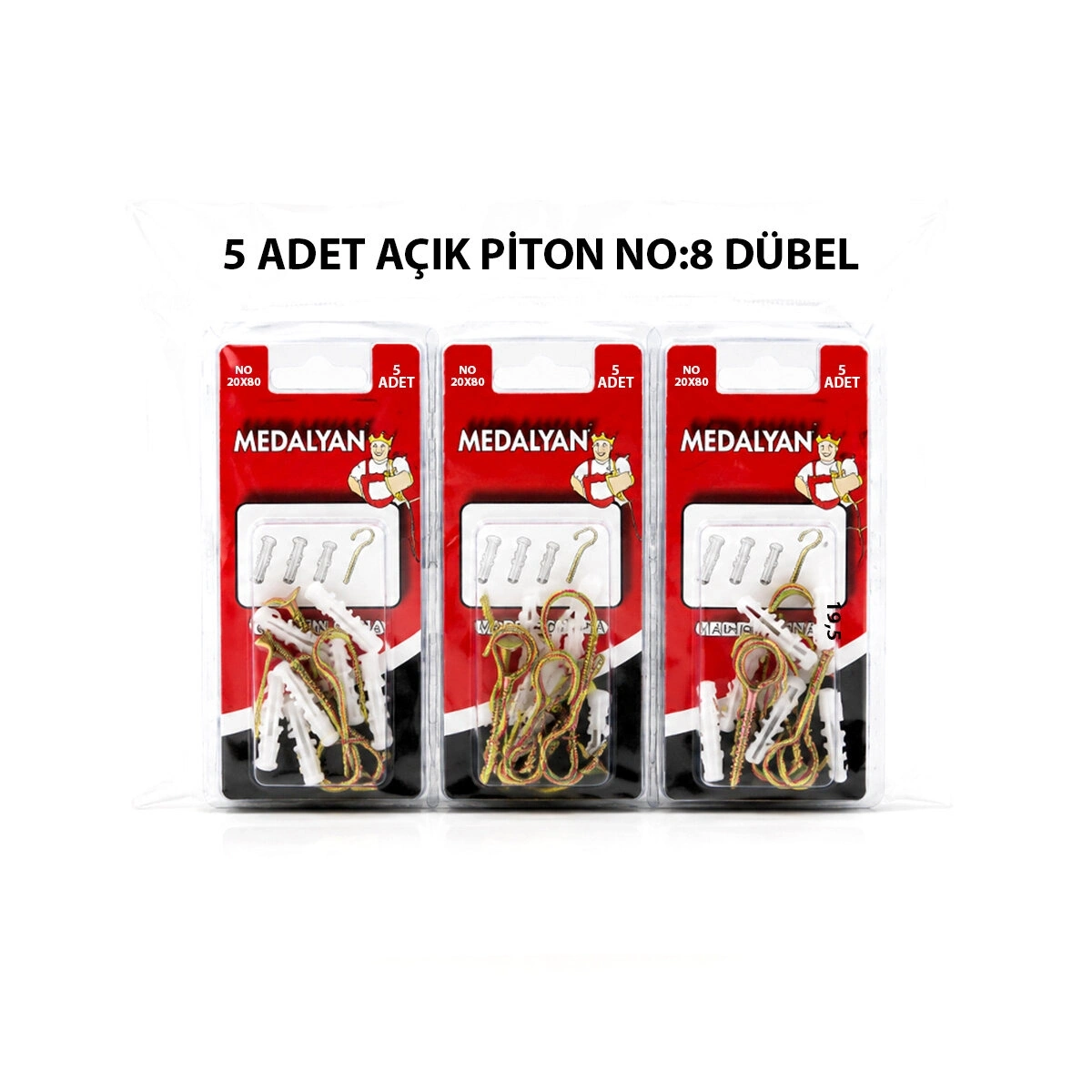 MEDALYAN DL-27 ( 20X80 ) ( 5PCS ) AÇIK PİTON DÜBELLİ*12X10