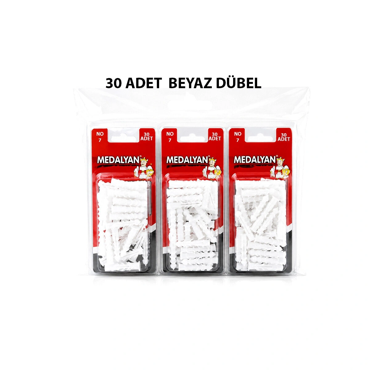 MEDALYAN DL-37 ( NO-7 ) ( 30PCS ) DÜBEL BEYAZ & PLASTİK*12X9