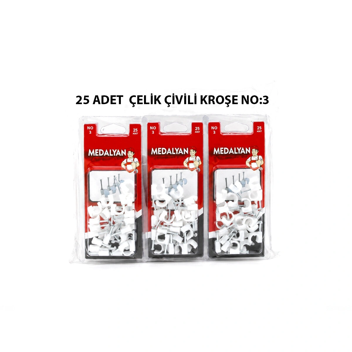 MEDALYAN DL-39 ( NO-3 ) ( 25PCS ) ÇELİK ÇİVİLİ KROŞE *12X9