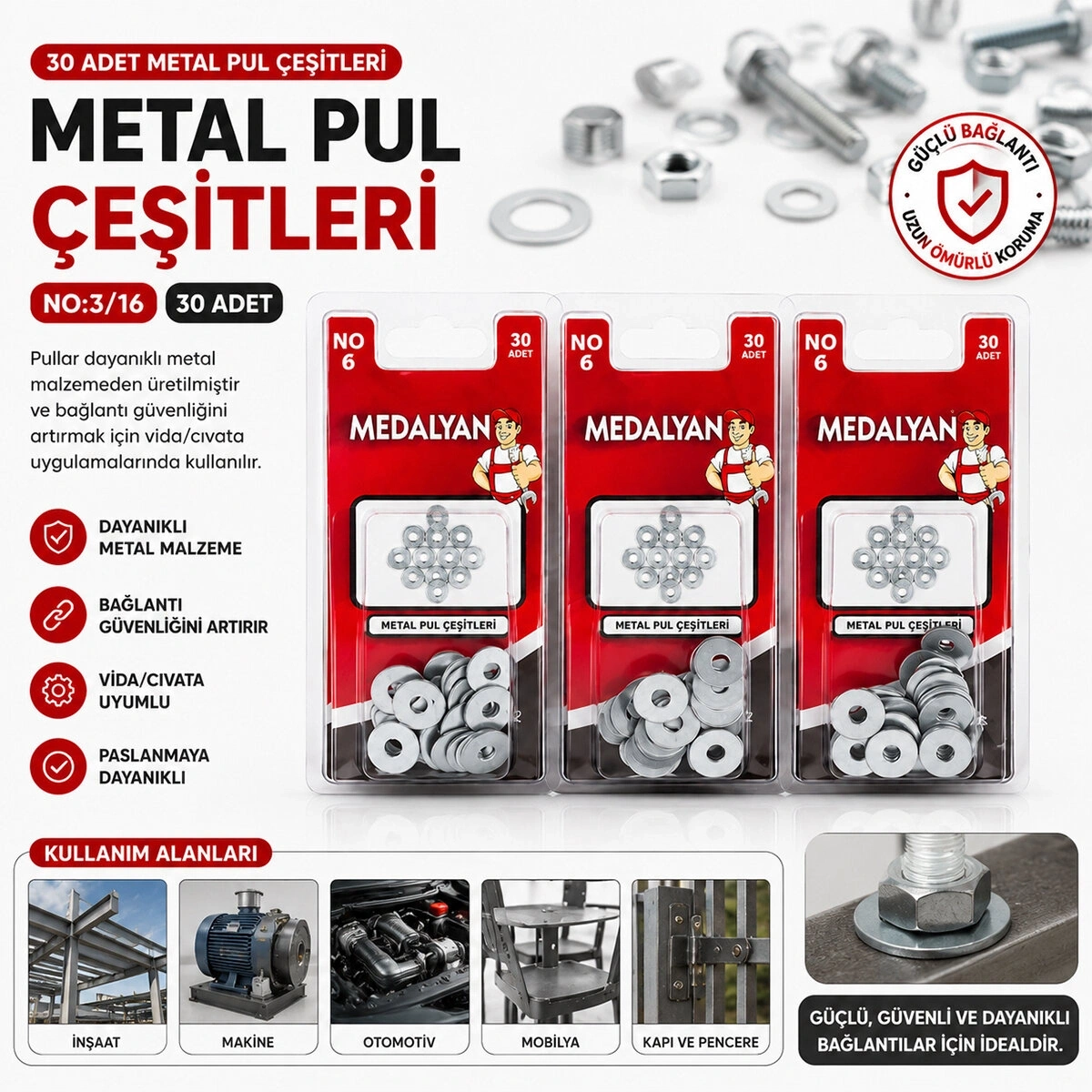 MEDALYAN DL-42 ( 3/16 ) METAL PUL ( 30PCS )*12X12