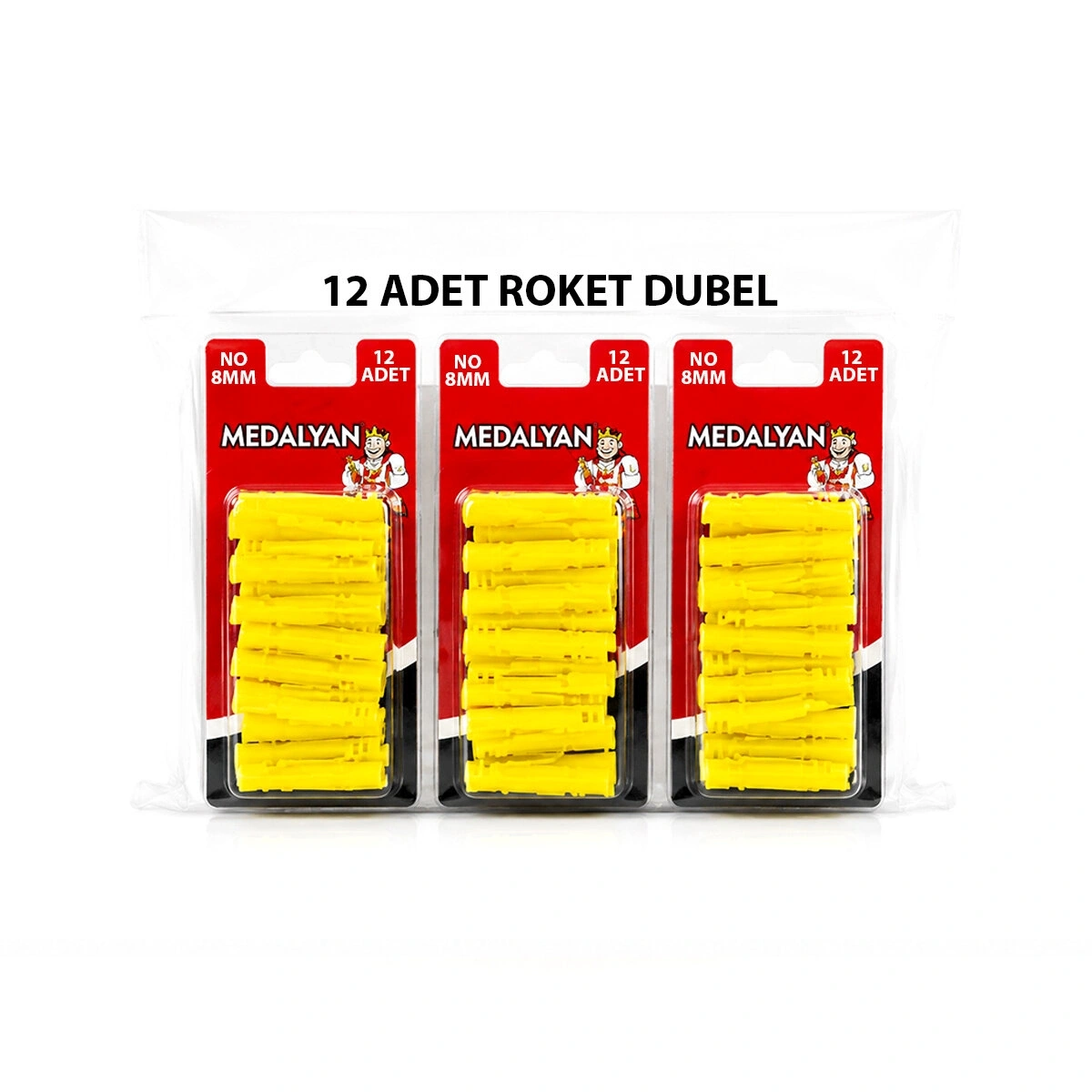 MEDALYAN DL-86 ( 8MM ) ( 12PCS ) ( ROKET ) DÜBEL SARI & PLASTİK*12X10