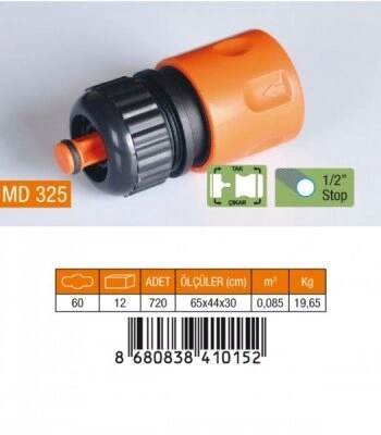MEDALYAN MD-325 ( 1/2 ) HORTUM BAĞLANTI ADAPTÖRÜ ( STOPLU )*60X12