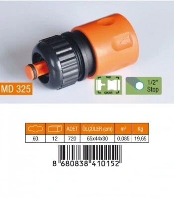 MEDALYAN MD-325 ( 1/2 ) HORTUM BAĞLANTI ADAPTÖRÜ ( STOPLU )*60X12