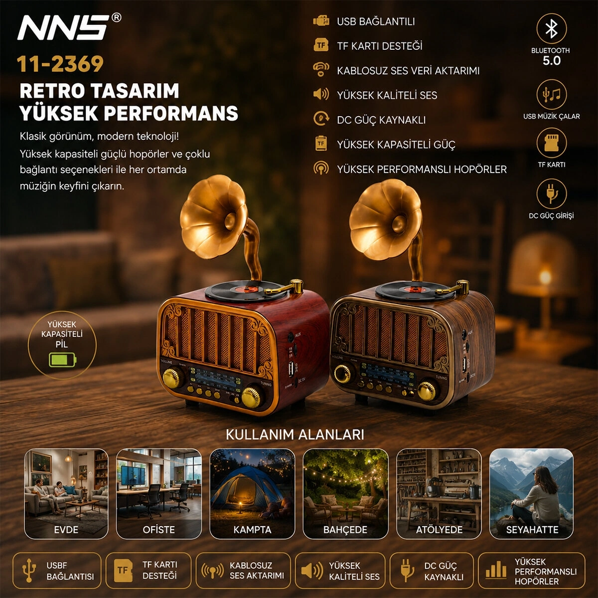 MEİER PLATOON PL-4709 ( USB ŞARJLI & NOSTALJİ ) ( BLUETOOTH ) ( İBRELİ ) FM RADYO ( MP3 USB & TF PLAYER & AUX ) SPEAKER*30