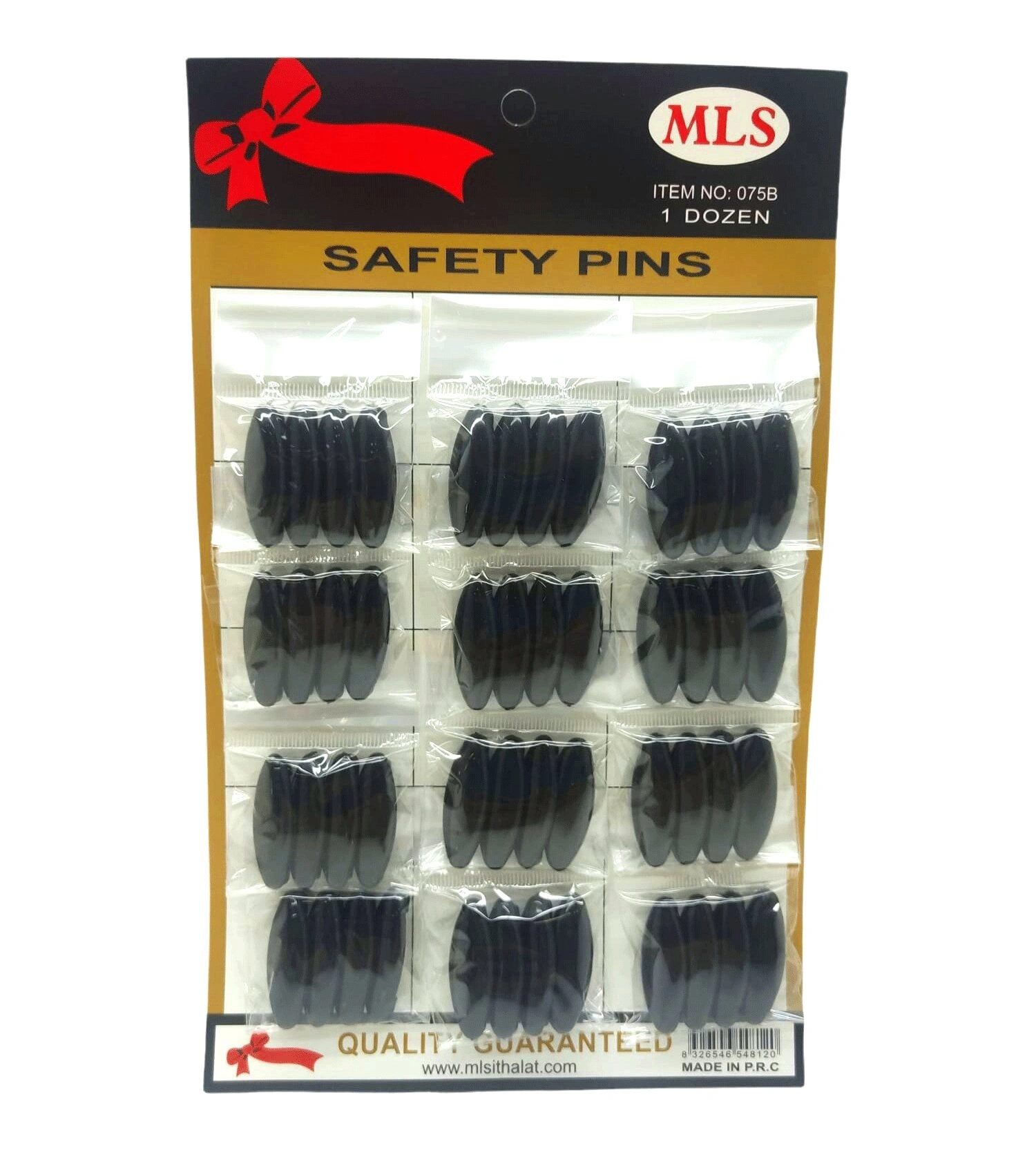 MLS NO-075B ( SİYAH ) ( 4PCS ) YAKA & EŞARP İĞNESİ ( 12Lİ KART )*5X24