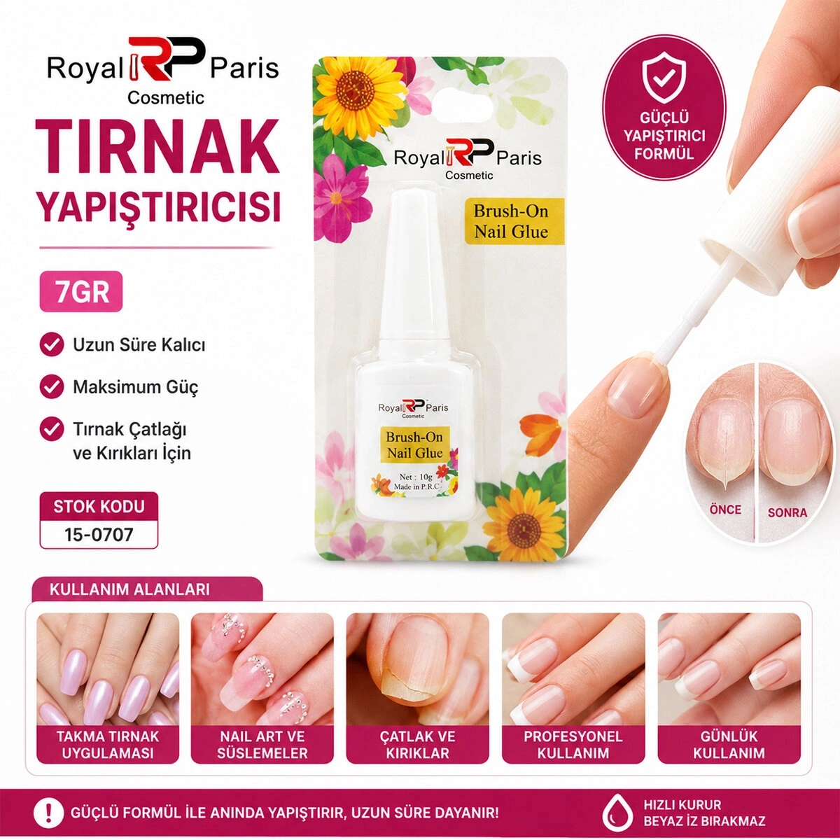 ROYAL PARİS RPA-1033 TIRNAK YAPIŞTIRICISI ( 7GR ) ( BRUSH ON NAİL GLUE )*12X100