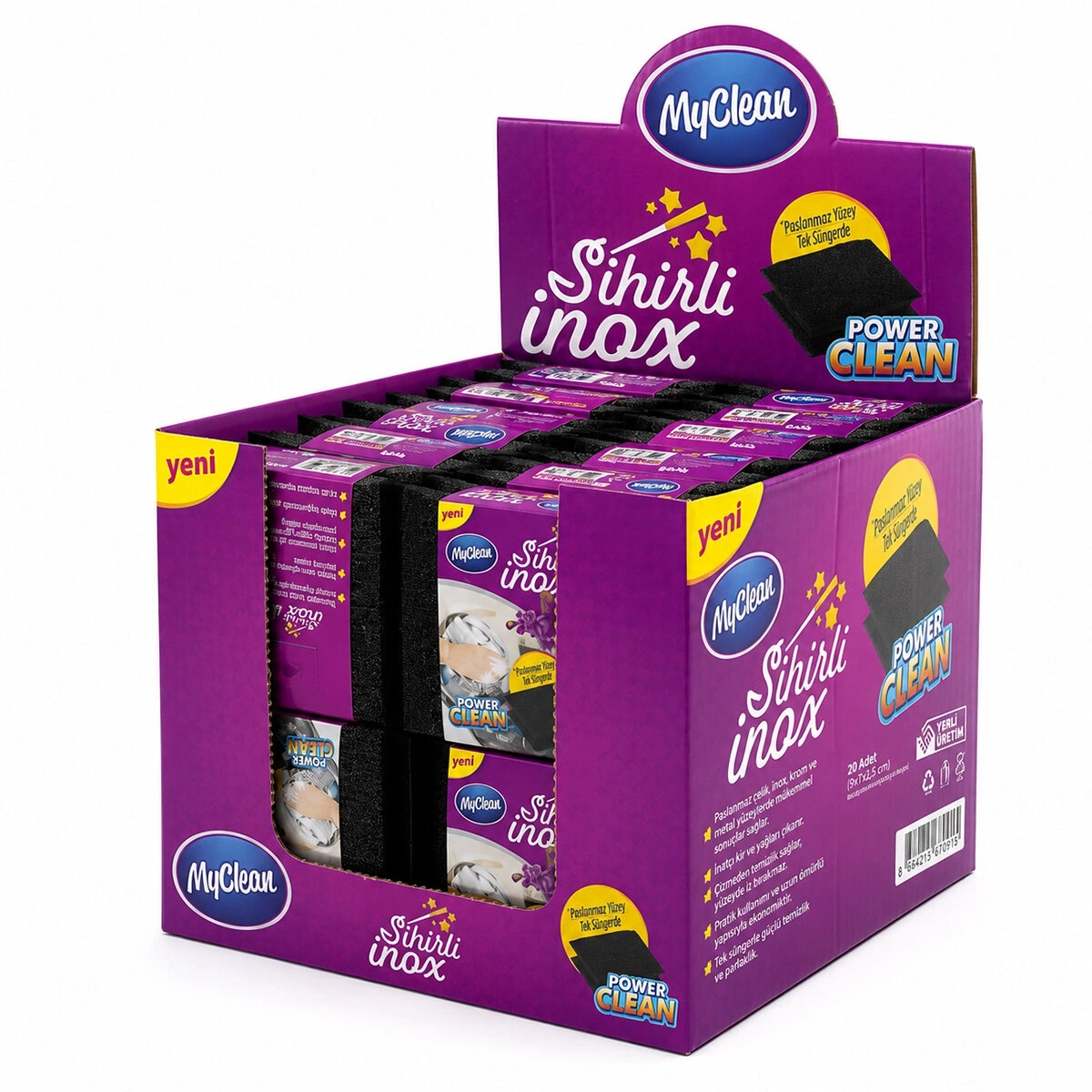 MYCLEAN-467507 MGC-04 ( 2PCS ) TEMİZLİK & BULAŞIK SÜNGERİ ( SİHİRLİ İNOX )*24X10