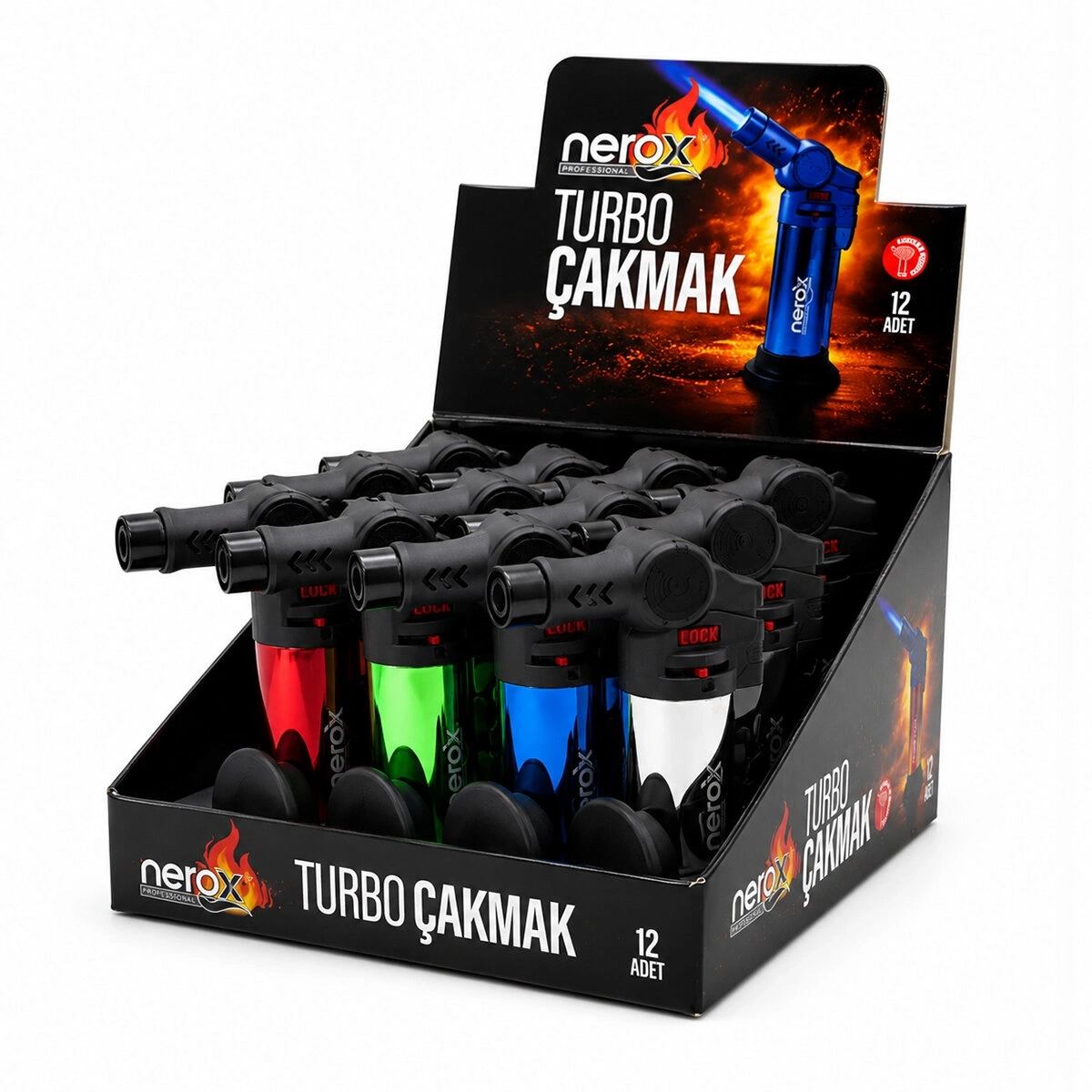 NEROX NRX-9305 ( METALİZE ) ( OYNAR BAŞLI ) ( PÜRMÜZ & TORCH ) ( NARGİLE & KAMP ) ÇAKMAK ( DOLDURULABİLİR ) ( AYAKDA DURABİLİR )*12X12
