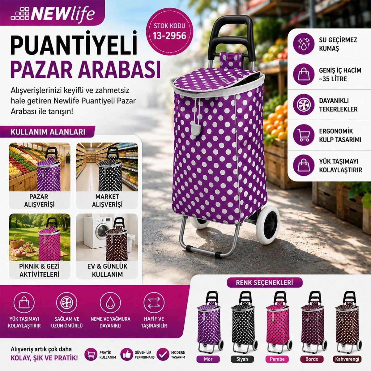 NEWLİFE MNC-205 ( PUANTİYELİ ) PAZAR ARABASI*10=K