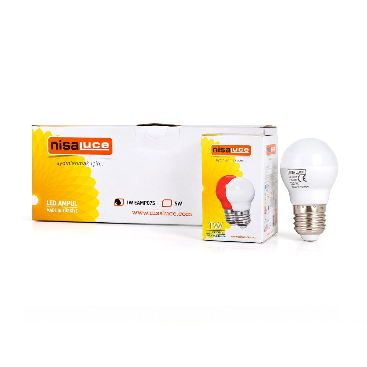 NİSALUCE ( 1W ) ( E27 ) ( BEYAZ ) YUVARLAK GECE LAMBASI LED AMPUL*10X10