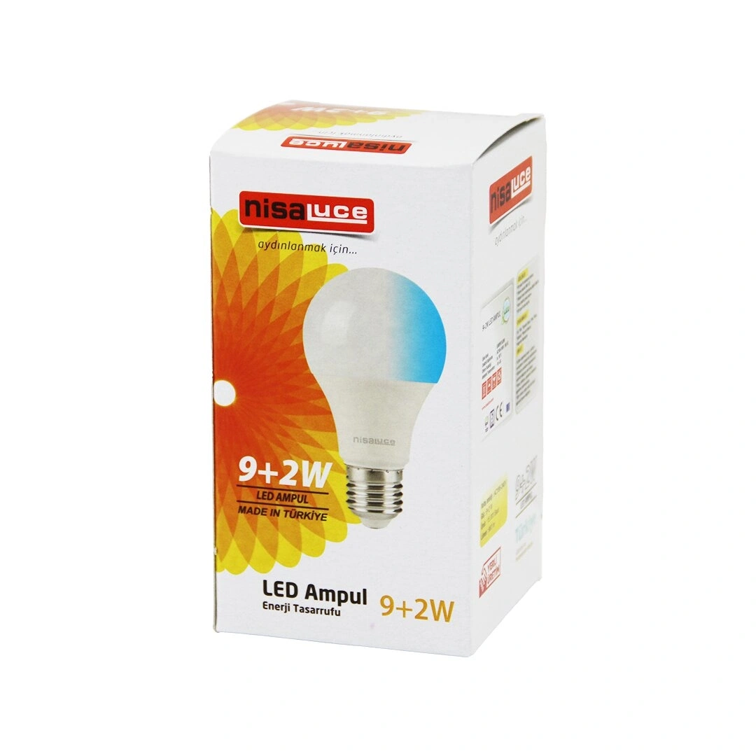 NİSALUCE EAMP-074/BM ( 9+2W E27 ) ( BEYAZ-MAVİ ) LED AMPUL*10X10