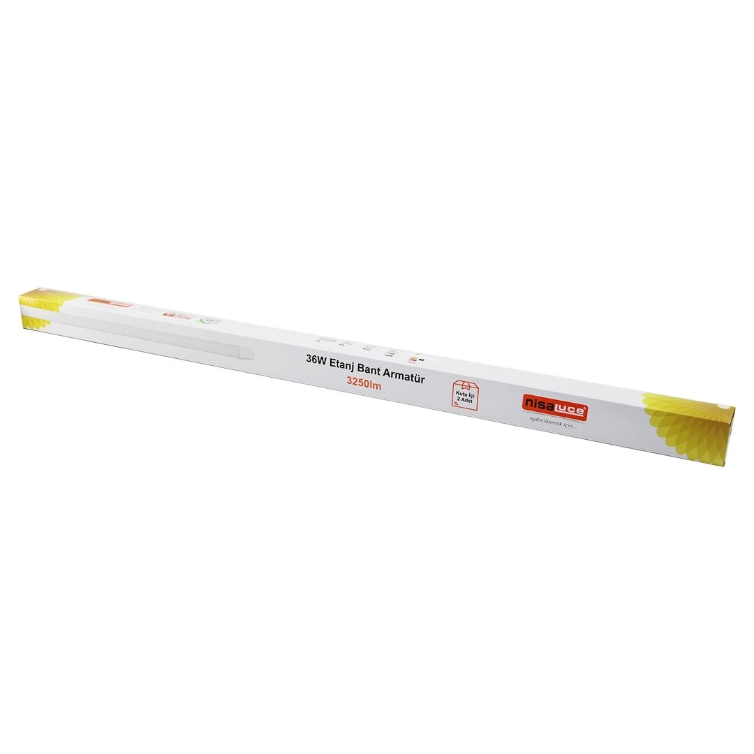 NİSALUCE EAMP-082/1 (2PCS) (36W & 120CM) LED (ETANJ) BANT ARMATÜR LAMBA AMPUL (BEYAZ & 6500K) (3250LÜMEN) (MONTAJ AYAR KANALLI)*18