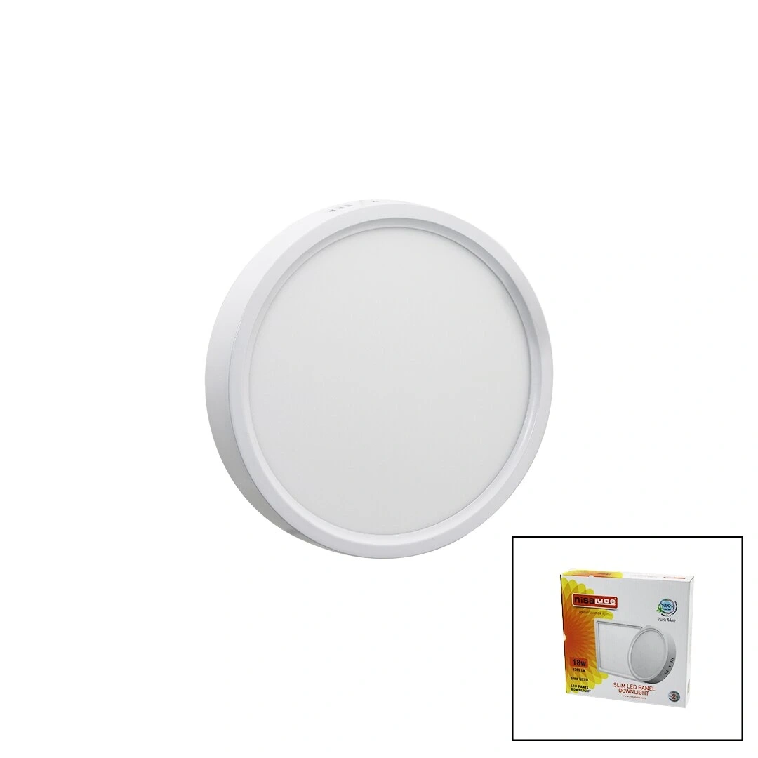NİSALUCE EPL-18SÜ EPL-018YSU (18W) (BEYAZ METAL KASA) (SIVA ÜSTÜ) (YUVARLAK) LED SLİM PANEL (20.5CM)(1260LM)(BEYAZ=6500K)(30.000 SAAT ÖMÜR)*20