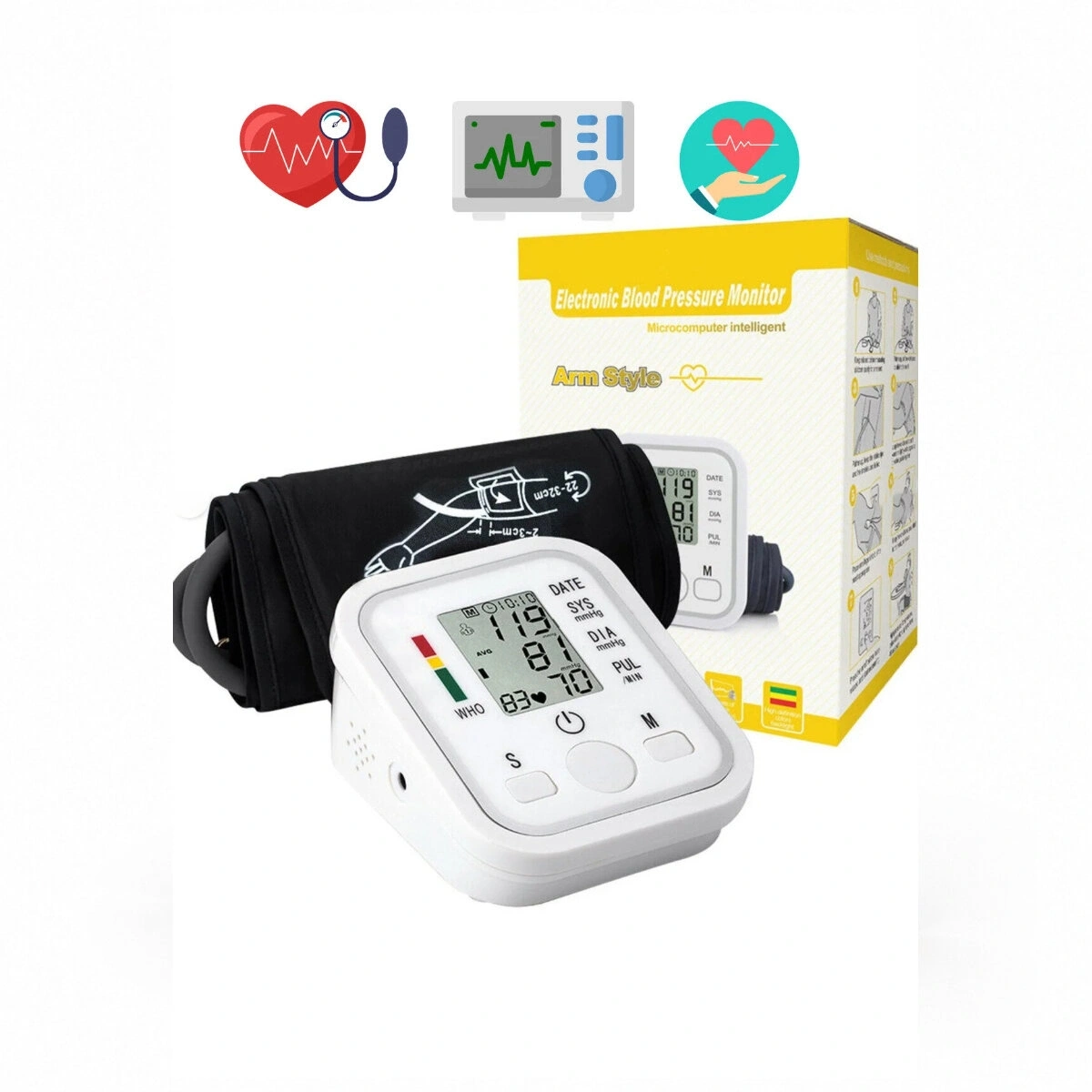 NURSEMED BK-320 ( KOL TİPİ ÖLÇÜM ) ( 9.6X11.5X5.9CM ) ( USB SARJLI & DİJİTAL ) ( KONUŞAN ) TANSİYON ALETİ*50