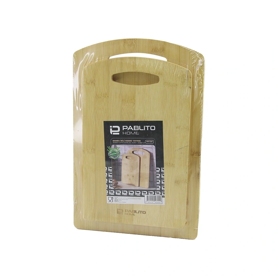 PABLITO HOME PBT-338 ( 2PCS SET ) AHŞAP BAMBU KESİM PANOSU & KESME TAHTASI ( 18X28X1CM--22X32X1CM )*24