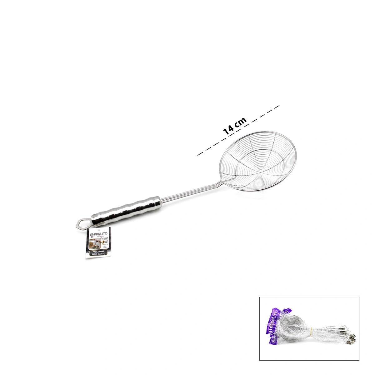 PABLITO PBT-951 ( 14 ) ( SAPLI ) METAL ÇELİK KEVGİR*10X15