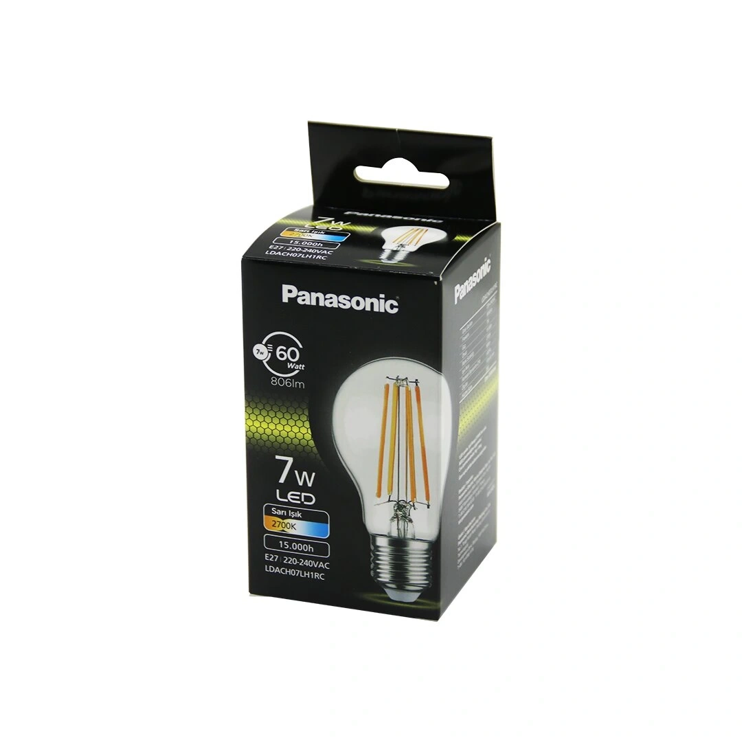 PANASONİC (LDACH-07-LH-1RC) (WARM WHİTE & SARI IŞIK) (7W=60W) (E27) (RUSTİK& FİL FİLAMAN) AMPUL (806LM)(2700K)(15000H)*10X8