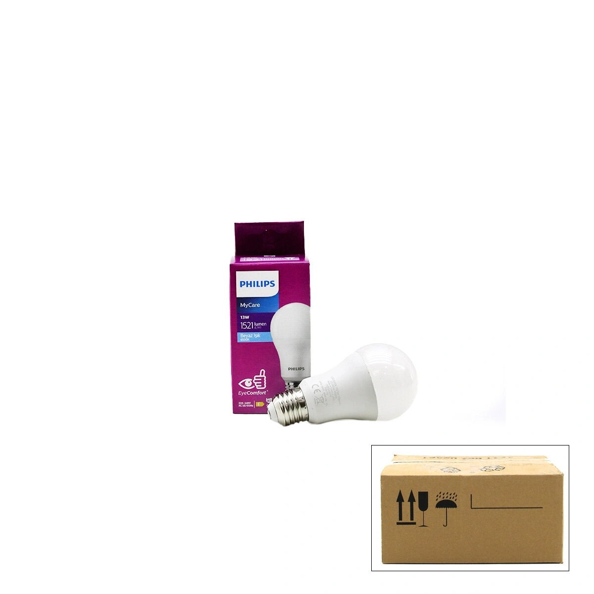 PHILIPS MYCARE ( 13W=100W ) ( E27 ) LED AMPUL ( 1521 LUMEN & 6500K BEYAZ IŞIK ) ( 15.000 SAATE VARAN ÖMÜR )*12=K