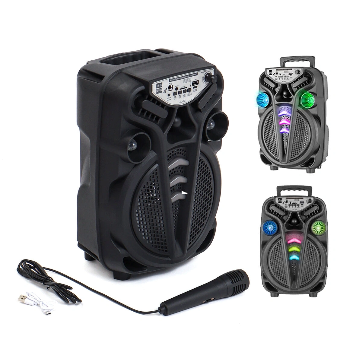 PLATOON PL-4681 AO-835 KARAOKE ( MİKROFONLU ) WİRELESS HOPARLÖR & SPEAKER ( IŞIKLI ) ( USB ŞARJLI ) ( DC 5V & TF & AUX ) ( 8 INCH )*10