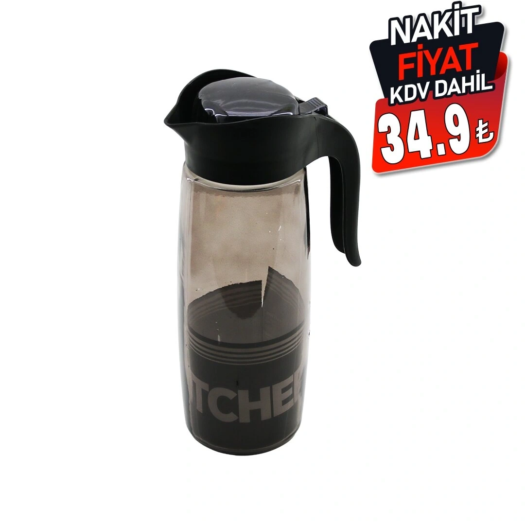 QLUX C-00357 SİYAH İNCİ ( DÜZ SİYAH ŞEFFAF CAM ) SÜRAHİ ( 1500 CC ) (AÇ-KAPA MANDALLI PLASTİK KAPAK) ( ʃ=ŞEKİL PLS.KULP )*6=K