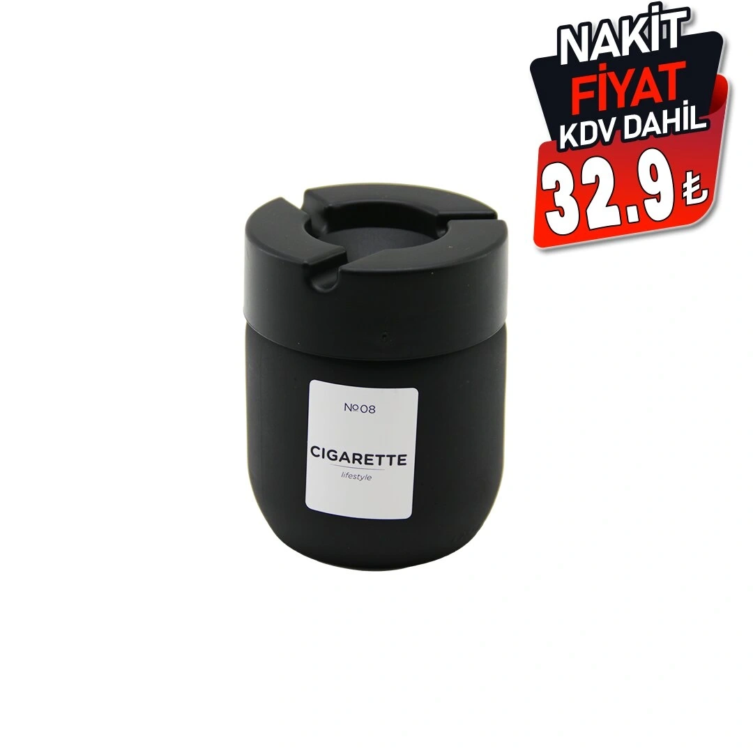 QLUX C-00545 ( 425CC ) ( SİYAH CAM ) KÜLLÜK ( SİYAH PLASTİK KAPAK ) ( NO-08 CIGARETTE & KÜL TABLASI )*24=K