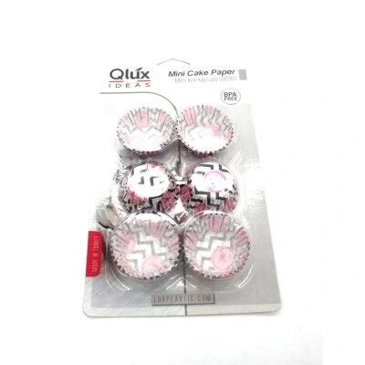 QLUX L-00301 ( MİNİ & YUVARLAK ) ( MUFFIN ) ( İNCE KAĞIT ) KEK KAPSÜLÜ ( ÇAP: 4.5CM & DERİNLİK: 1.5CM ) ( KARTELA AMBALAJ )*45