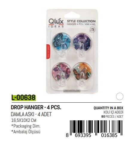 QLUX L-00638 4PCS DAMLA KÜÇÜK YAPIŞKAN ASKI*32X2