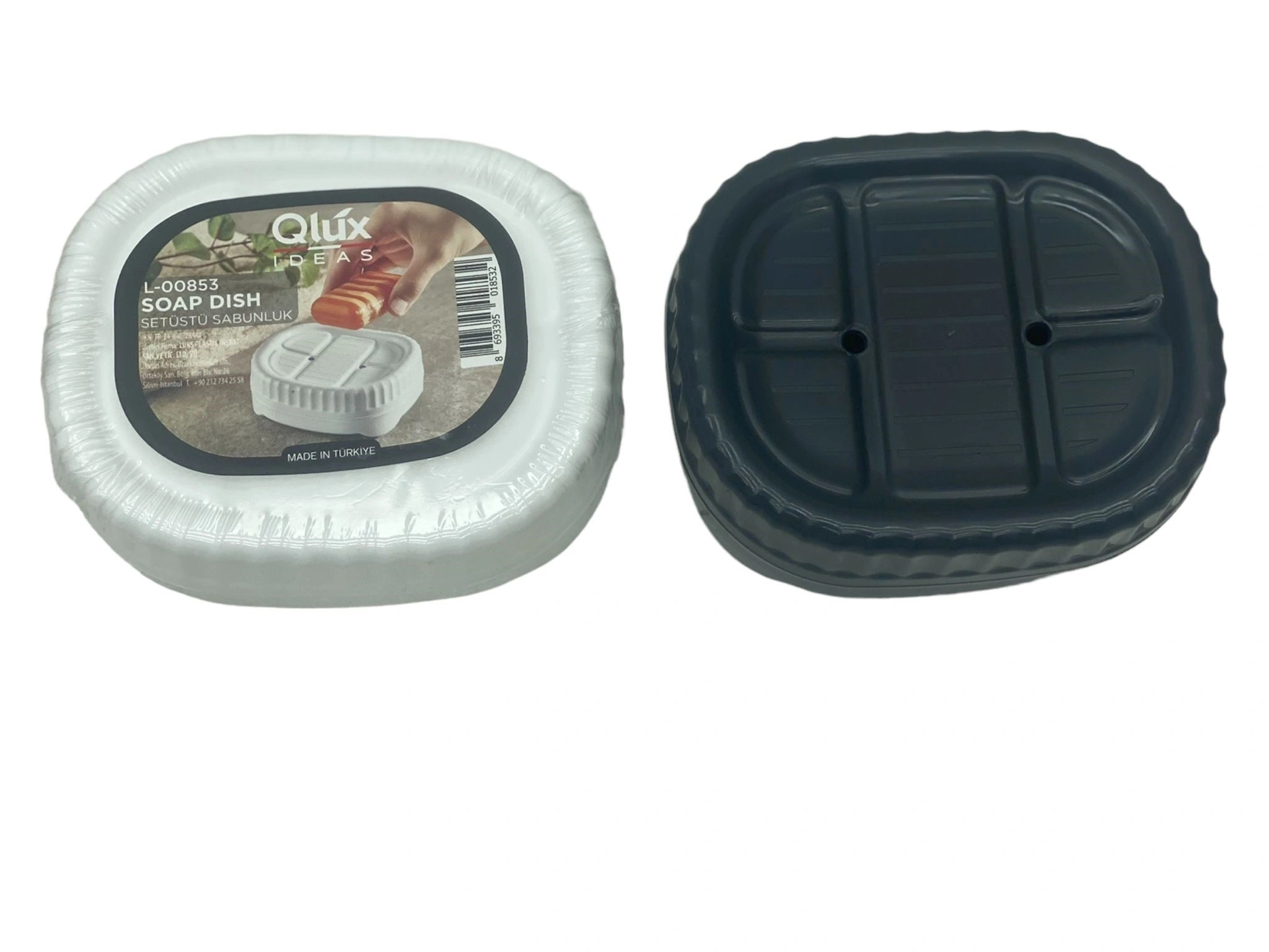 QLUX L-00853 SET ÜSTÜ KATI SABUNLUK KAPAKLI PLASTİK*54